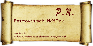 Petrovitsch Márk névjegykártya